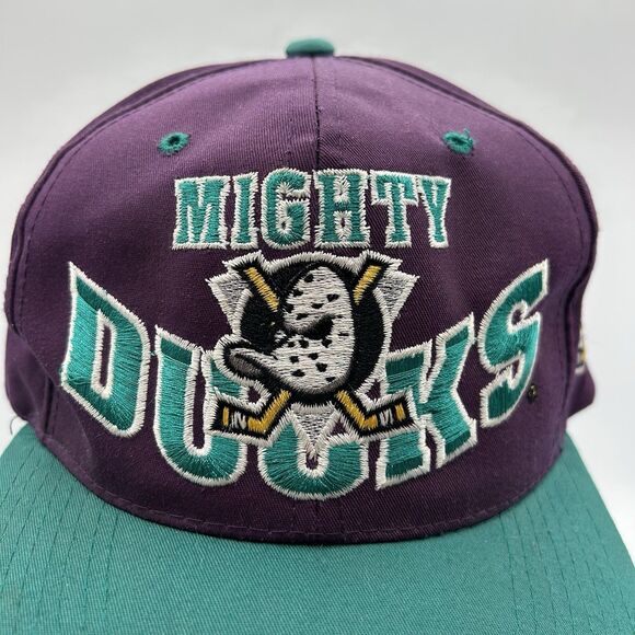 Vintage Anaheim Mighty Ducks Hat Cap Snap Back Purple Teal NHL Hockey Mens 90s - Picture 5 of 9
